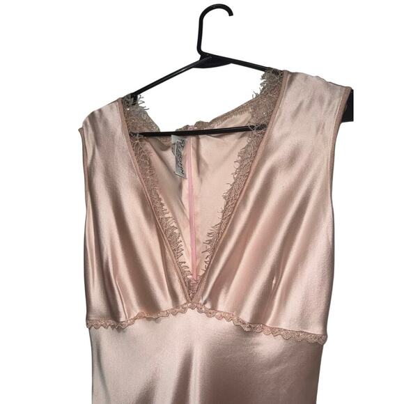 St. John Evening Pale Rose Satin Slip Dress Lace Trim Size 6 – Vintage Glam - Picture 14 of 14
